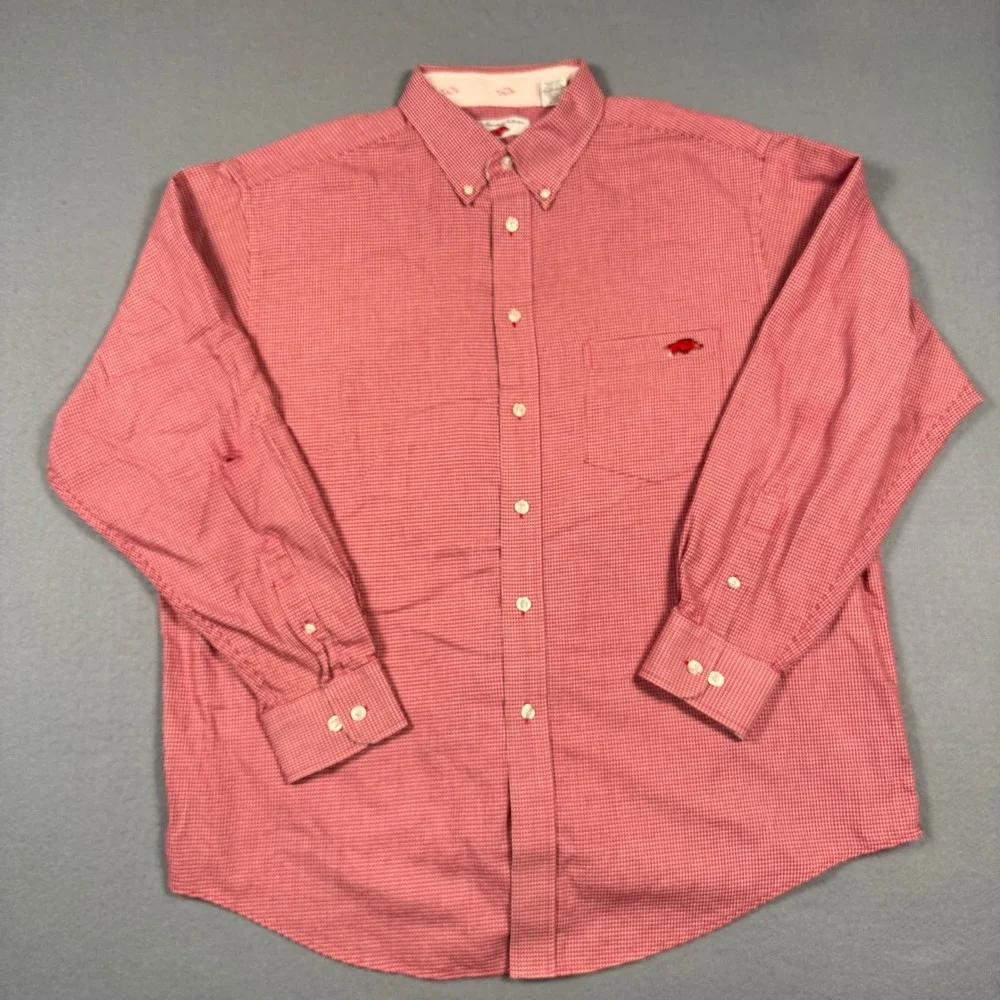 Arkansas Razorbacks XL Red Gingham Button Down Shirt The Razorback Collection - Picture 1 of 13